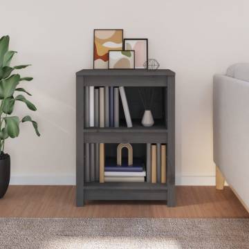 Stylish Grey Book Cabinet - Solid Pine, 50x35x68 cm