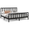 Black Solid Wood Pine Bed Frame 200x200 cm | Hipomarket