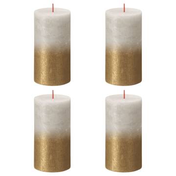 Bolsius Rustic Sunset Pillar Candles - Sandy Grey & Gold (4 pcs)