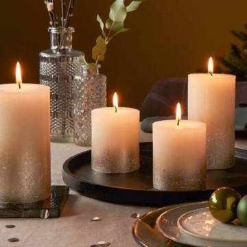 Bolsius Rustic Sunset Pillar Candles - Sandy Grey & Gold (4 pcs)