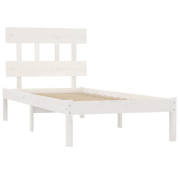 White Solid Wood Bed Frame 100x200 cm - Timeless Design