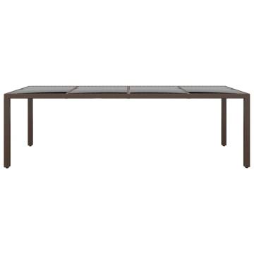 Garden Table with Glass Top - Brown Poly Rattan | HipoMarket