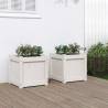 Garden Planters 2 pcs White Solid Wood Pine | HipoMarket