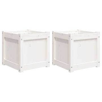 Garden Planters 2 pcs White Solid Wood Pine | HipoMarket