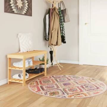 Washable Multicolour Rug Ø 120 cm - Anti Slip & Soft