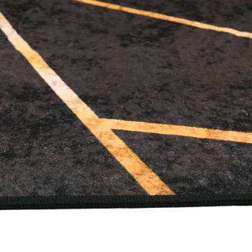 Washable Black and Gold Rug 80x300 cm - Anti Slip & Stylish