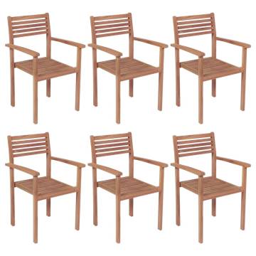 Stackable Garden Chairs - 6 pcs Solid Teak Wood Set