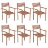 Stackable Garden Chairs 6 pcs Solid Teak Wood Quantity in Package 6 Number of 1 