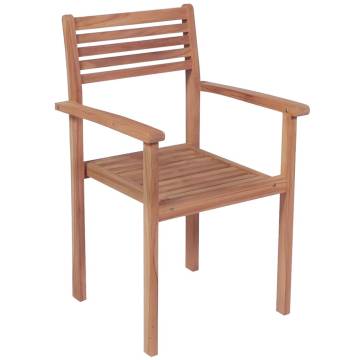 Stackable Garden Chairs - 6 pcs Solid Teak Wood Set