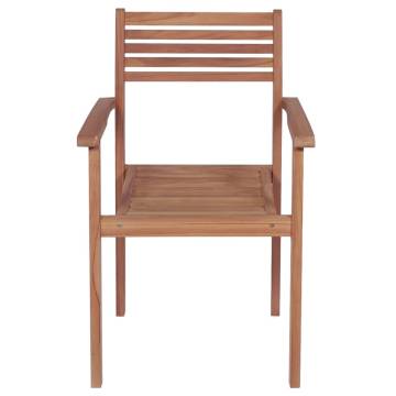 Stackable Garden Chairs - 6 pcs Solid Teak Wood Set