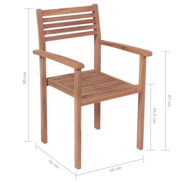 Stackable Garden Chairs - 6 pcs Solid Teak Wood Set