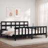 Bed Frame with Headboard Black Super King Size Solid Wood Colour black Size 180 x 200 cm 