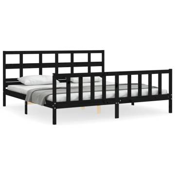 Black Super King Size Bed Frame with Headboard | Hipomarket