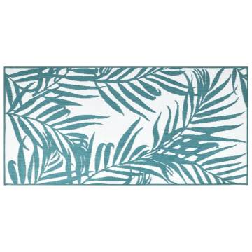 Stylish Outdoor Rug Aqua & White 80x150 cm - Reversible Design