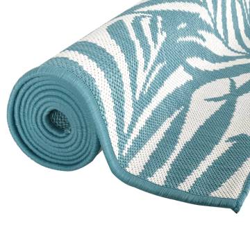 Stylish Outdoor Rug Aqua & White 80x150 cm - Reversible Design