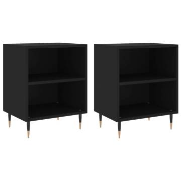 Elegant Black Bedside Cabinets - 2 pcs Engineered Wood