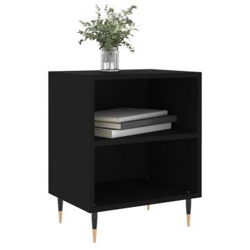 Elegant Black Bedside Cabinets - 2 pcs Engineered Wood