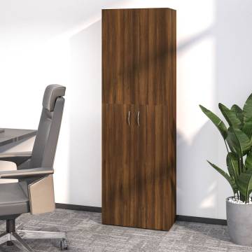 Elegant Brown Oak Office Cabinet - 60x32x190 cm