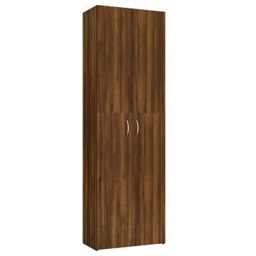 Elegant Brown Oak Office Cabinet - 60x32x190 cm