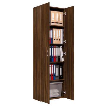 Elegant Brown Oak Office Cabinet - 60x32x190 cm