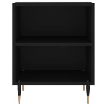 Elegant Black Bedside Cabinets - 2 pcs Engineered Wood