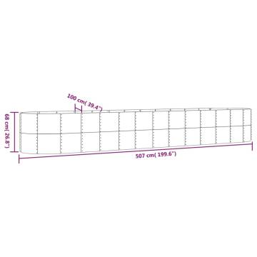 Garden Raised Bed Powder-coated Steel 507x100x68 cm Grey