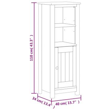 Bathroom Cabinet BERG White - Solid Pine, 40x34x110 cm