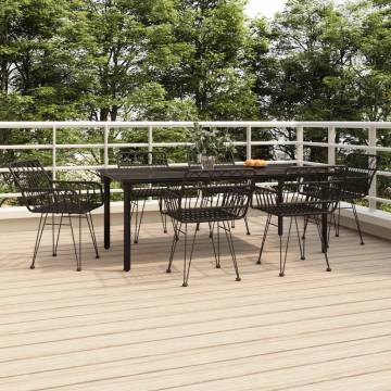 7 Piece Garden Dining Set - Stylish Black Poly Rattan