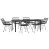 7 Piece Garden Dining Set - Stylish Black Poly Rattan