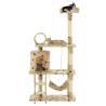 Cat Tree with Sisal Scratching Posts 140 cm Beige Paw Prints Colour beige with paw prints 