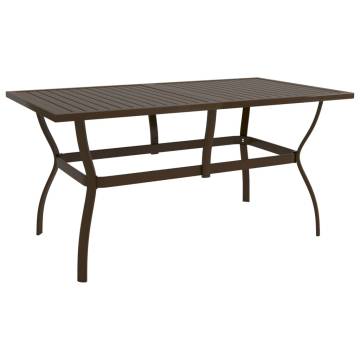 Stylish Brown Steel Garden Table - 140x80x72 cm