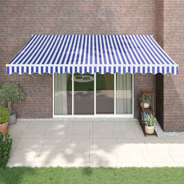 Retractable Blue & White Awning 4.5x3 m - Durable Design