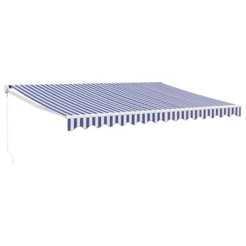 Retractable Blue & White Awning 4.5x3 m - Durable Design