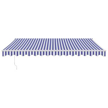 Retractable Blue & White Awning 4.5x3 m - Durable Design