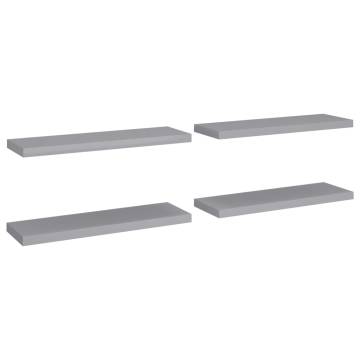 Floating Wall Shelves Set of 4 - Stylish Grey MDF Display