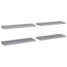 Floating Wall Shelves Set of 4 - Stylish Grey MDF Display