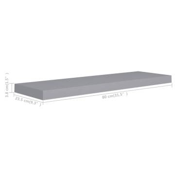 Floating Wall Shelves Set of 4 - Stylish Grey MDF Display