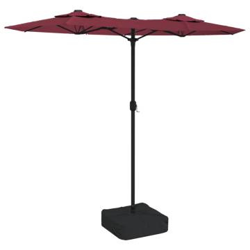 Double-Head Parasol with LEDs - Bordeaux Red 316x240 cm