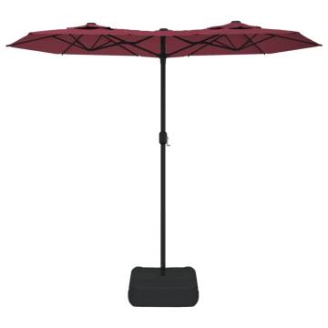 Double-Head Parasol with LEDs - Bordeaux Red 316x240 cm