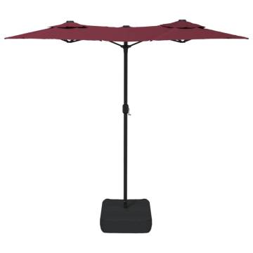 Double-Head Parasol with LEDs - Bordeaux Red 316x240 cm