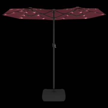 Double-Head Parasol with LEDs - Bordeaux Red 316x240 cm