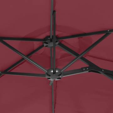 Double-Head Parasol with LEDs - Bordeaux Red 316x240 cm