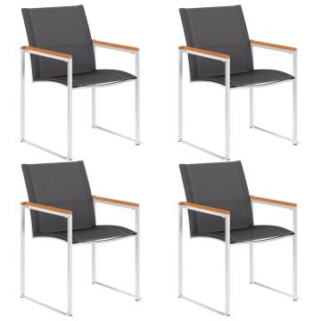 Garden Chairs Set of 4 - Textilene & Stainless Steel Grey