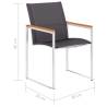 Garden Chairs Set of 4 - Textilene & Stainless Steel Grey