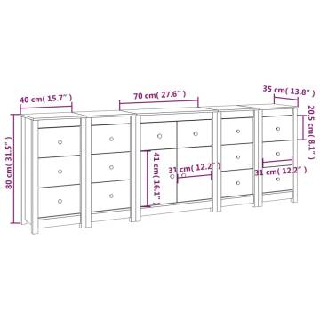 Stylish Black Pine Sideboard 230x35x80 cm - HipoMarket