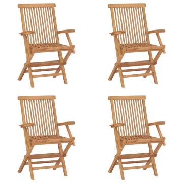 Folding Garden Chairs 4 pcs Solid Teak Wood | Hipomarket