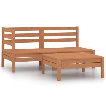 3 Piece Garden Lounge Set - Solid Pinewood in Honey Brown