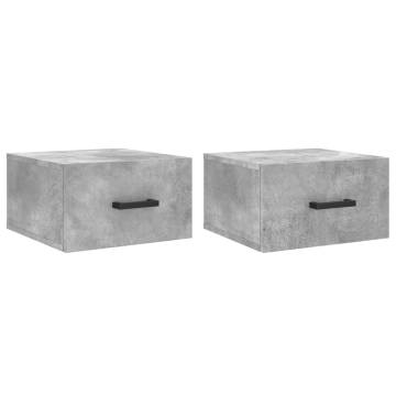 Wall-mounted Bedside Cabinets - Concrete Grey 2 pcs | HipoMarket