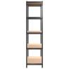 5-Layer Heavy-Duty Shelves - 2 pcs Grey Steel & Engineered Wood