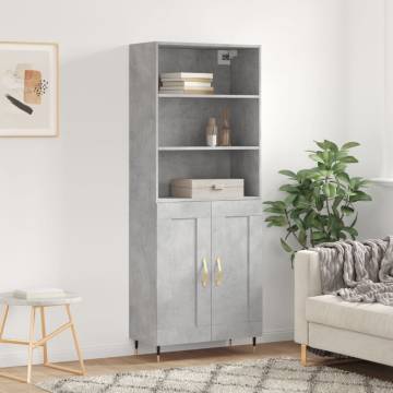 Stylish Highboard Concrete Grey - 69.5x34x180 cm | Hipo Market